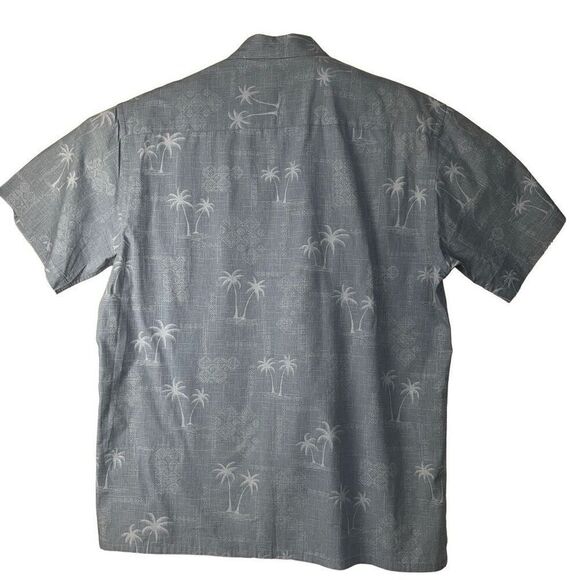 Moda campia moda short sleeve denim  button up shirts with palm trees size medi - Picture 5 of 10